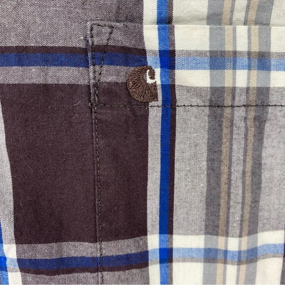 Men’s Carhartt short sleeve plaid button front shirt size L - Picture 3 of 5